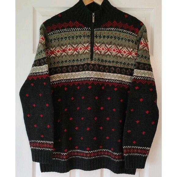 Women's Lauren by Ralph Lauren 72% Lambs 28%Wool 1/4 ZIP Nordic Sweater - Medium - Picture 1 of 5